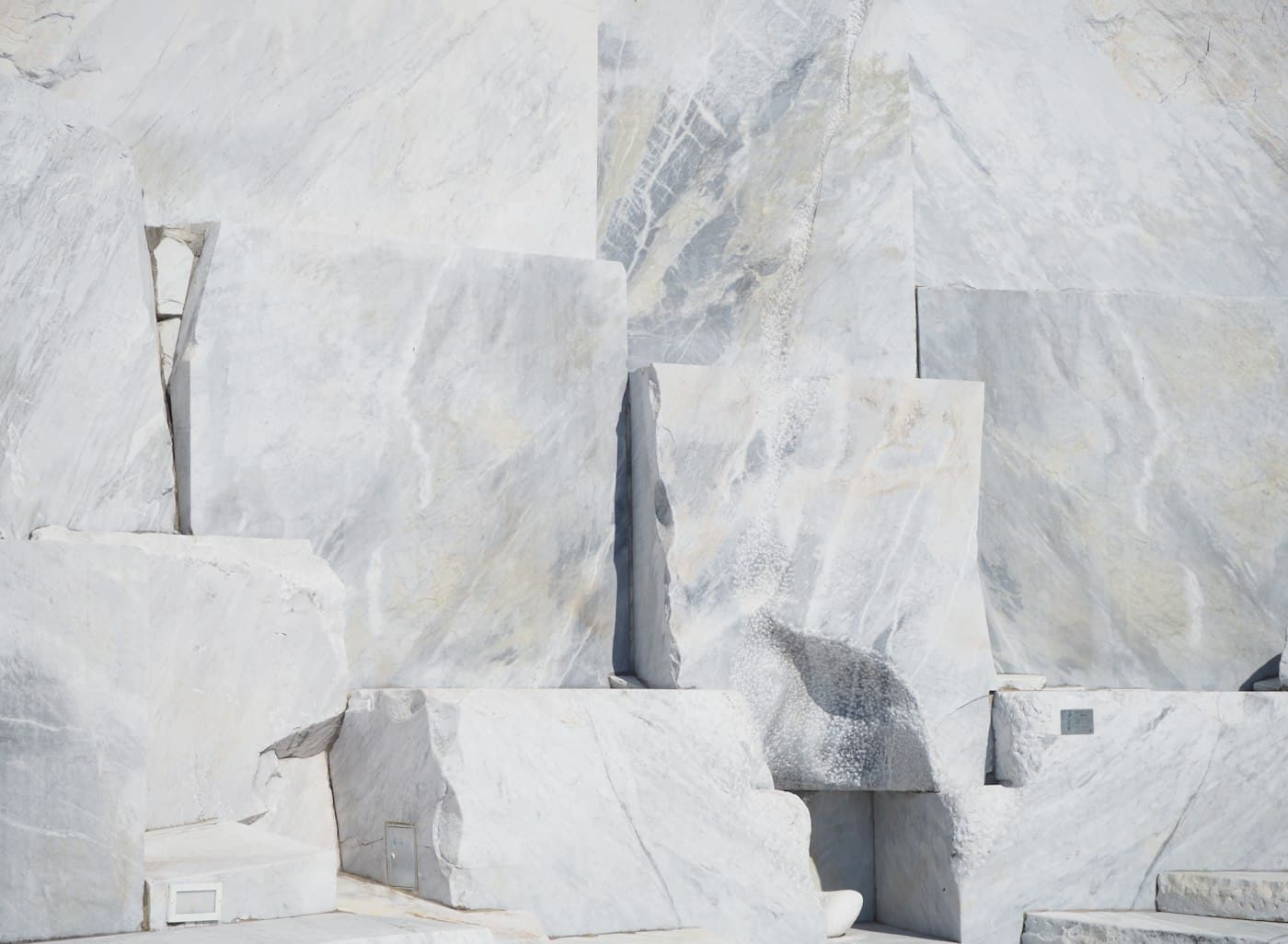 Marble blocks at a quarry face